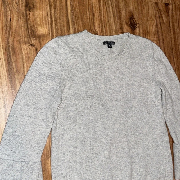 J Crew Mercantile women’s sweater medium 8 10 grey bell long sleeve wool blend - Picture 2 of 6